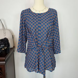 Chenault Tie at Waist 3/4 Flowy Sleeves Pullover Top Blouse NWT Size XS